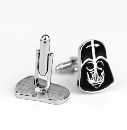 Dark Helmet Cufflinks for Men – High-Quality Metal French Shirt Cuffs