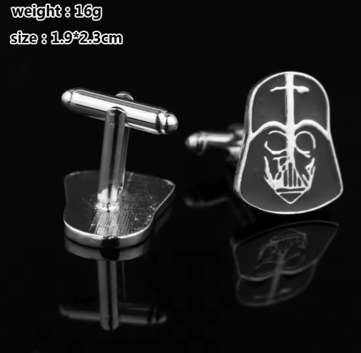 Dark Helmet Cufflinks for Men – High-Quality Metal French Shirt Cuffs