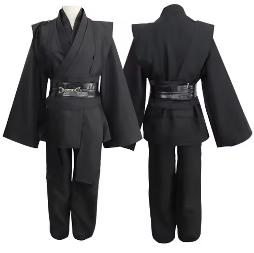 Black Hooded Robe Cosplay Set | Tunic, Belt & Pants